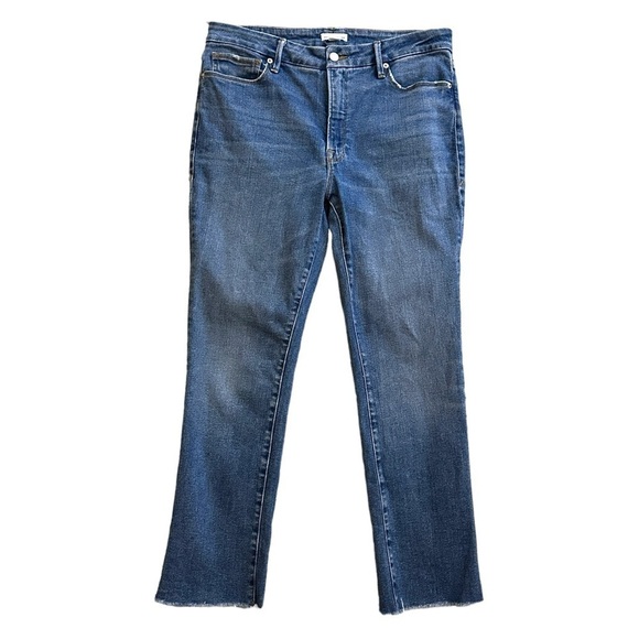 Good American Good Legs Straight Jeans with Raw Hem 10/30 - Picture 2 of 6